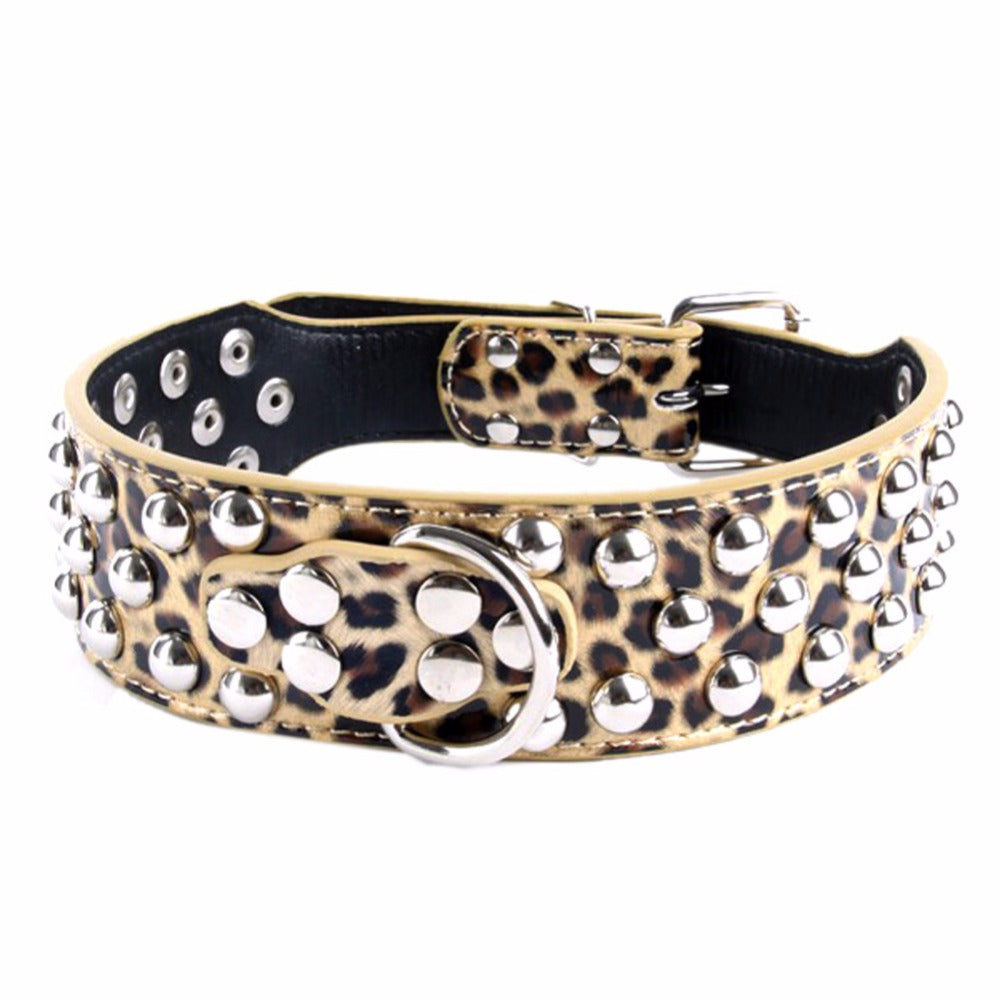 PU Leather Punk Rivet Studded Large Dog Collar