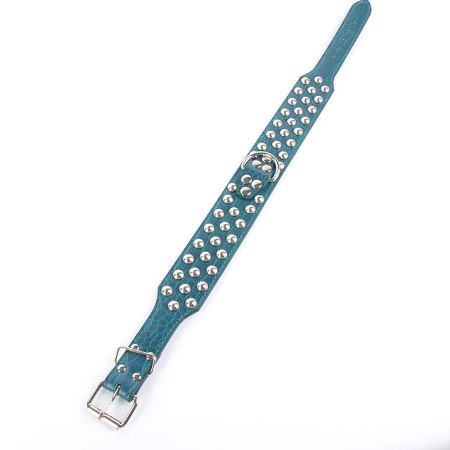 PU Leather Punk Rivet Studded Large Dog Collar