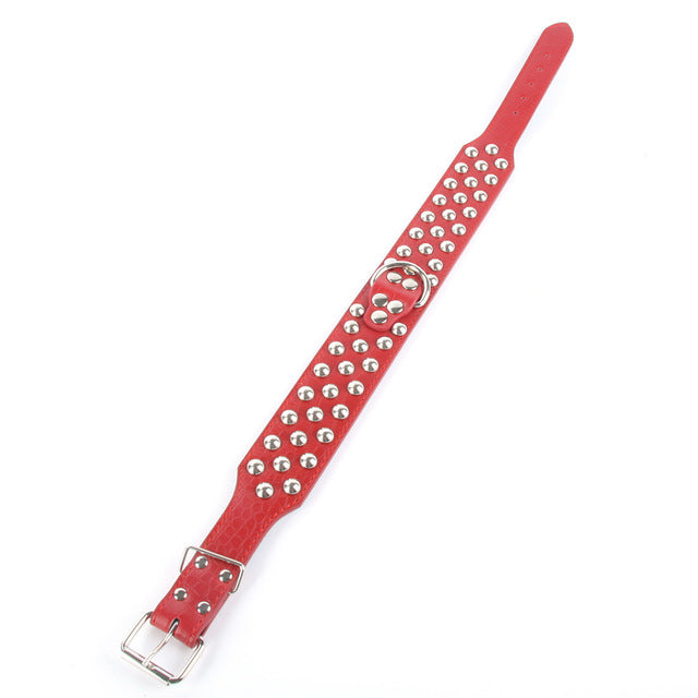 PU Leather Punk Rivet Studded Large Dog Collar