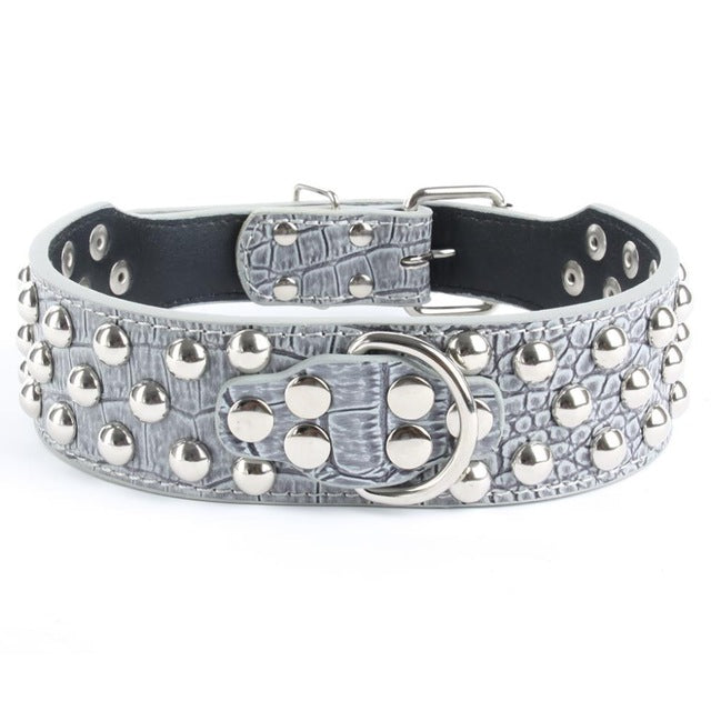 PU Leather Punk Rivet Studded Large Dog Collar