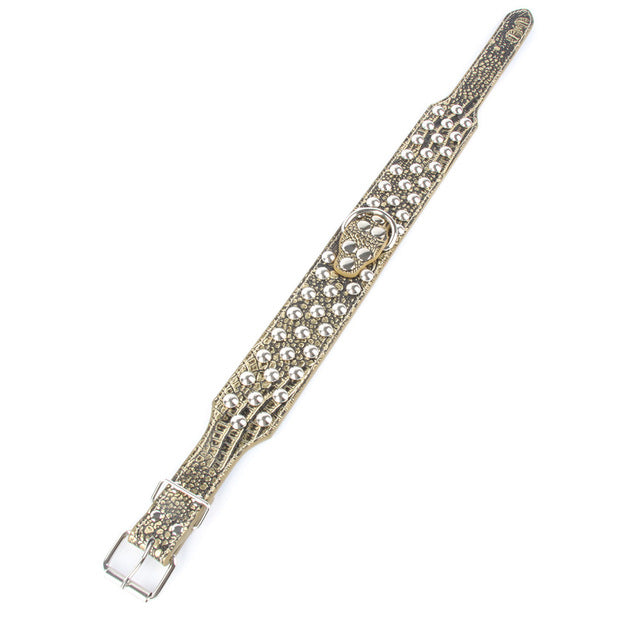 PU Leather Punk Rivet Studded Large Dog Collar