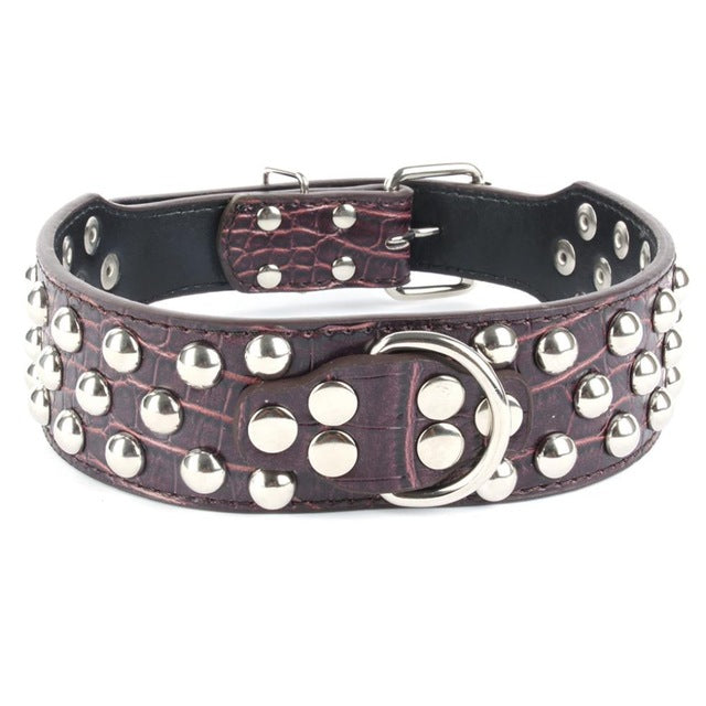 PU Leather Punk Rivet Studded Large Dog Collar