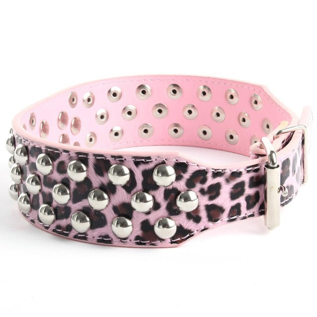 PU Leather Punk Rivet Studded Large Dog Collar