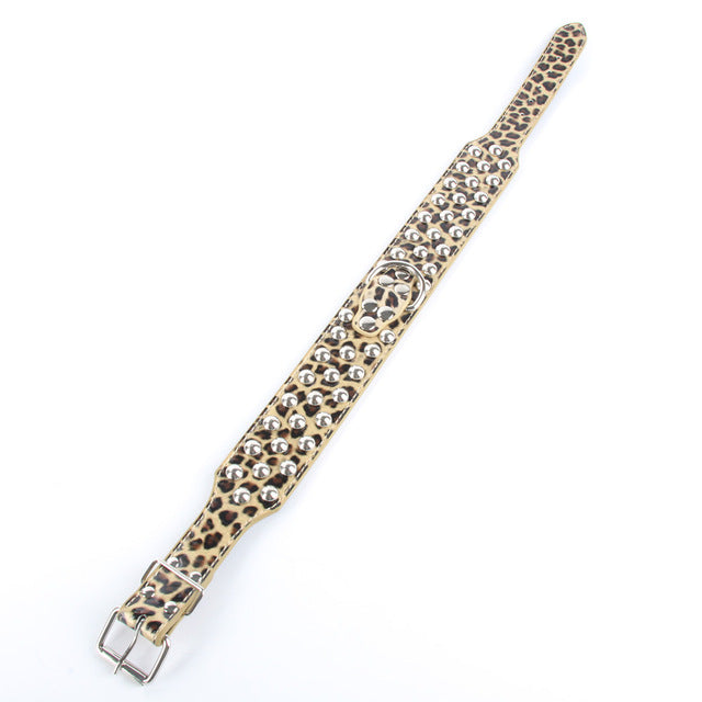 PU Leather Punk Rivet Studded Large Dog Collar
